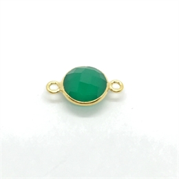 Smukt smykkestens mellemled med grøn onyx i facet og forgyldt sterling sølv.